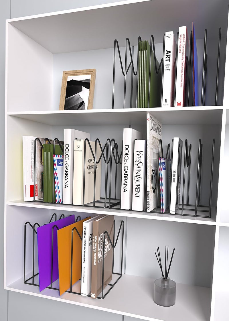 TCJ 2 Sets Wire File Organizer for Desk,File Folder Holder/Rack/Stand,File Sorter Organizer,Desktop Record/Clipboard Holder,8 Sections Storage,Anti-Scratch/Rusty,Steel Stable Holder,Black - Image 4